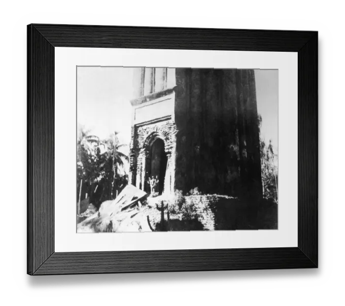 Framed Print : A damaged temple, caused by riots between Hindus and Muslims in Noakhali East Bengal, November 1946, India, Asia