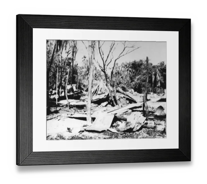 Framed Print : Destroyed buildings after the riots between Hindus and Muslims in Noakhali East Bengal, November 1946, India, Asia
