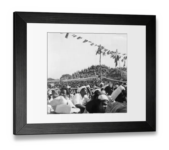 Framed Print : People at a mass meeting, Madras, 1946