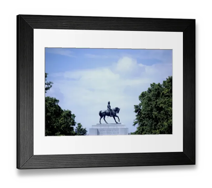 Framed Print : Prince Edward, VII statue on horse at the southern gate of Victoria Memorial building (1921), Calcutta, West Bengal, India, Asia