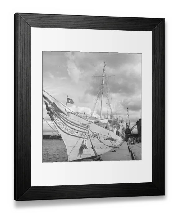 Framed Print : Ship in the harbour 1956. A Turkish passenger ship in Stockholm's harbour. A carved eagle adorning the bow Framed Print : Ship in the harbour 1956. A Turkish passenger ship in Stockholm's harbour. A carved eagle adorning the bow