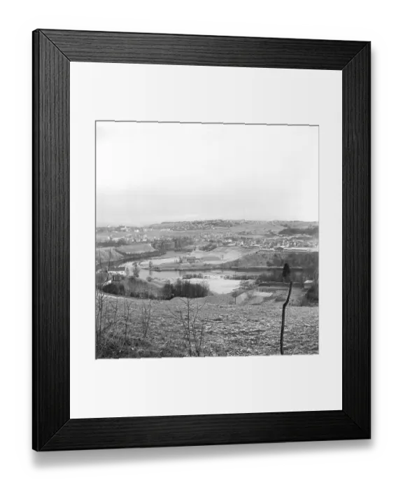 Framed Print : Trondheim Norway 1949. A view over the city with Nidelva river. Kristoffersson ref AU40-9