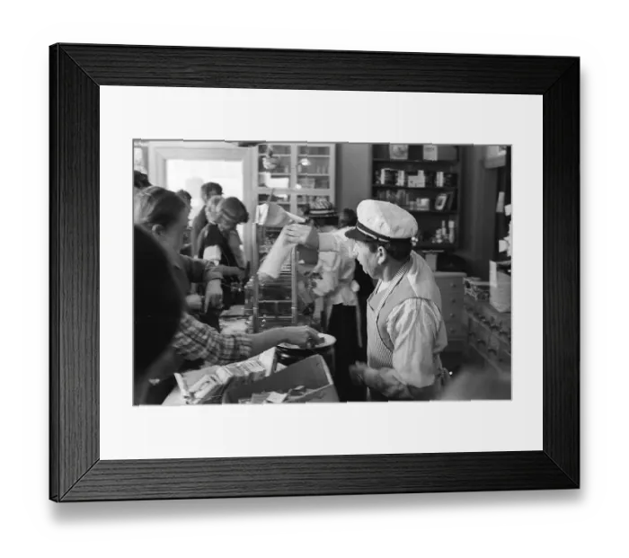 Framed Print : A general store museum in the 1970s. Photograph taken inside a general store, capturing its appearance from 100 years ago, are displayed for the public who shop there Framed Print : A general store museum in the 1970s. Photograph taken inside a general store, capturing its appearance from 100 years ago, are displayed for the public who shop there