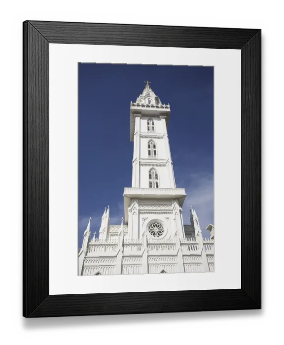 Framed Print : Basilica of Our Lady of Dolours with three tower front tower 146 ft high and rear Bible tower 260 feet high church has 15 Altars built in 1940, Thrissur, Kerala, India, Asia
