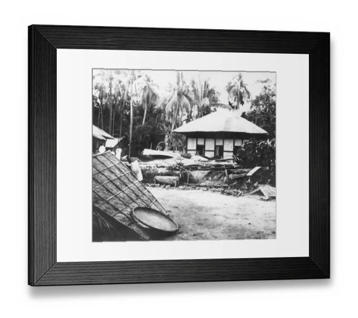 Framed Print : Destroyed buildings after the riots between Hindus and Muslims in Noakhali East Bengal, November 1946, India, Asia