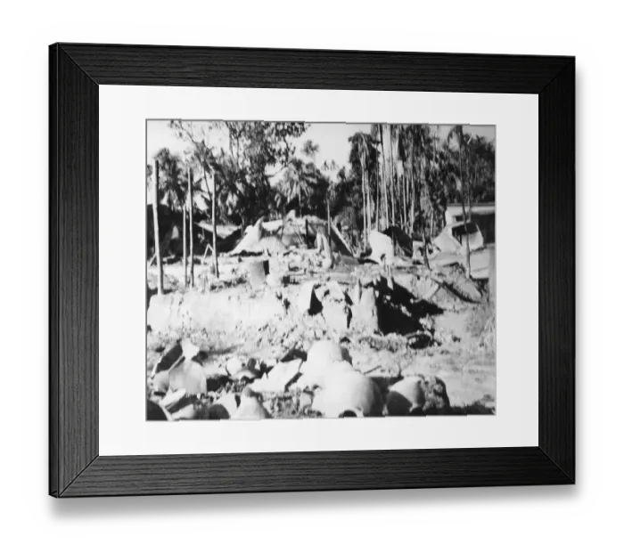 Framed Print : Destruction caused by riots between Hindus and Muslims in Noakhali East Bengal, November 1946, India, Asia