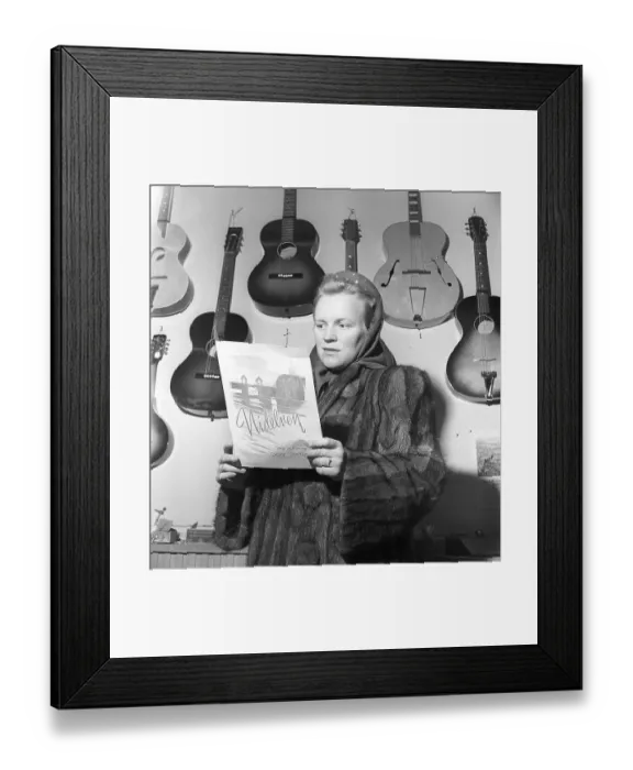 Framed Print : Inger Hoddo. Wife of Oskar Hoddo (1916-1943) He was a Norwegian singer, composer and resistance fighter. Hoddo is best known for writing the lyrics to the waltz Nidelven stille og vakker du er