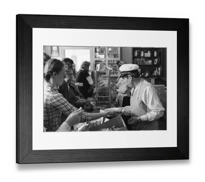 Framed Print : A general store museum in the 1970s. Photograph taken inside a general store, capturing its appearance from 100 years ago, are displayed for the public who shop there Framed Print : A general store museum in the 1970s. Photograph taken inside a general store, capturing its appearance from 100 years ago, are displayed for the public who shop there