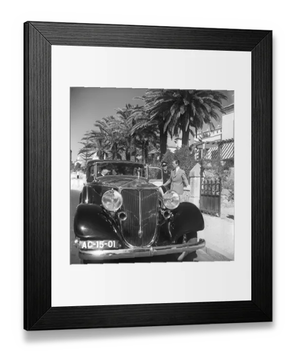 Framed Print : Lisbon, Portugal, 1949. A swedish airline captain in his uniform is seen together with another man on the sidewalk by a luxurious british Rolls Royce car with a chauffeur. Kristoffersson ref AR95-6, Europe Framed Print : Lisbon, Portugal, 1949. A swedish airline captain in his uniform is seen together with another man on the sidewalk by a luxurious british Rolls Royce car with a chauffeur. Kristoffersson ref AR95-6, Europe