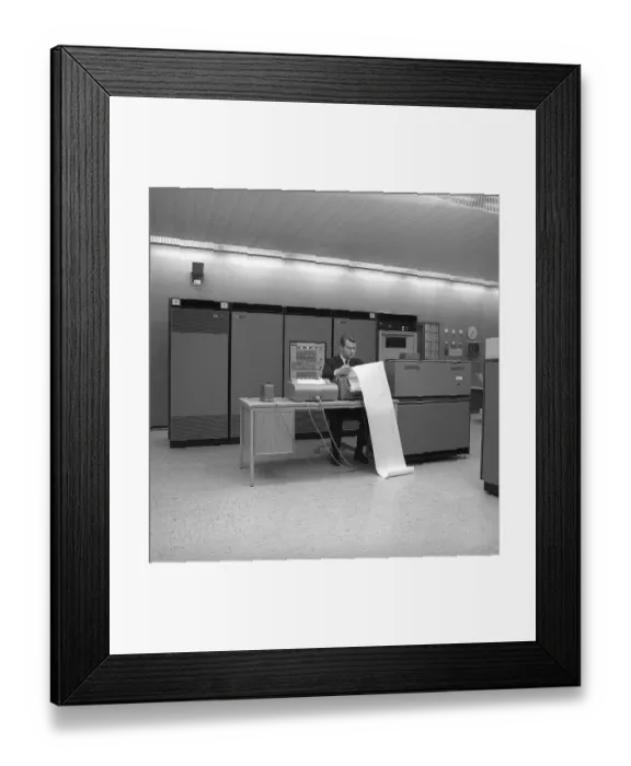 Framed Print : In the 1960s. Interior of a room with IBM 360 equipment, tape stations. IBM system 360 was frequently seen in the american television-series Mad Men. Picture taken 1965 Kristoffersson ref DY126-5 Framed Print : In the 1960s. Interior of a room with IBM 360 equipment, tape stations. IBM system 360 was frequently seen in the american television-series Mad Men. Picture taken 1965 Kristoffersson ref DY126-5