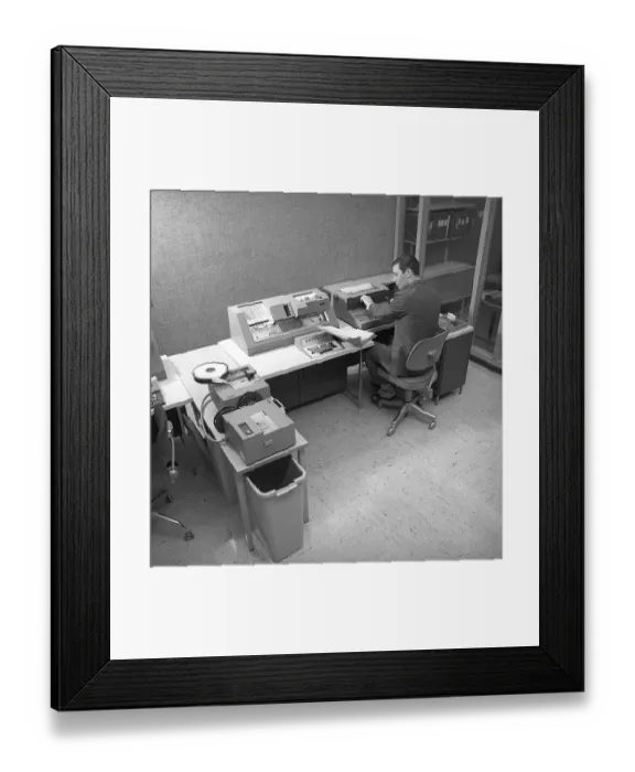 Framed Print : In the 1960s. Interior of a room with units used in the IBM 360 equipment. IBM system 360 was frequently seen in the american television-series Mad Men. Picture taken 1965 Kristoffersson ref DY127-4 Framed Print : In the 1960s. Interior of a room with units used in the IBM 360 equipment. IBM system 360 was frequently seen in the american television-series Mad Men. Picture taken 1965 Kristoffersson ref DY127-4