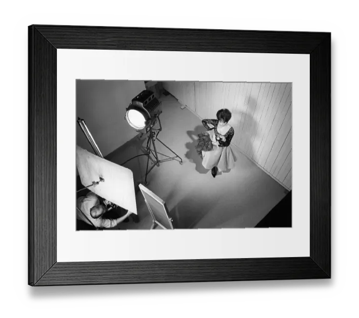Framed Print : 1960s photographer and model. The actress and singer Lill Lindfors posing in a spanish outfit in a photographers studio. December 1965