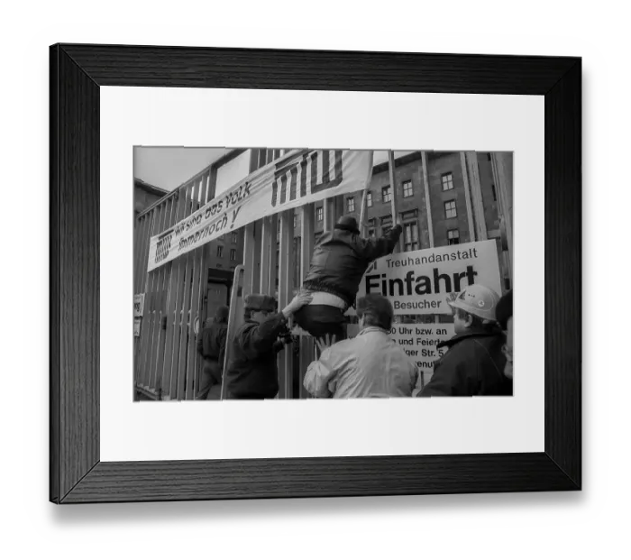 Framed Print : Germany, Berlin, 16 March 1992, Protest by shipyard workers from Rostock in front of the Treuhand headquarters in Leipziger Strasse: We are the people - still!, Europe Framed Print : Germany, Berlin, 16 March 1992, Protest by shipyard workers from Rostock in front of the Treuhand headquarters in Leipziger Strasse: We are the people - still!, Europe