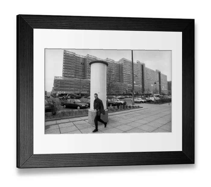 Framed Print : Germany, Berlin, 11.03.1992, Leipziger Strasse, high-rise buildings, advertising pillar, Europe