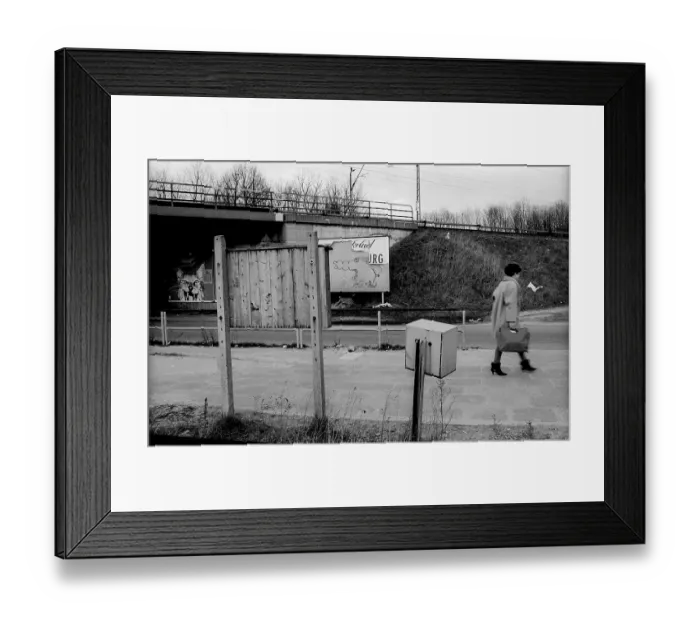 Framed Print : Germany, Muehlenbeck, 14.03.1992, S-Bahn bridge in Muehlenbeck, advertising boards, Europe Framed Print : Germany, Muehlenbeck, 14.03.1992, S-Bahn bridge in Muehlenbeck, advertising boards, Europe