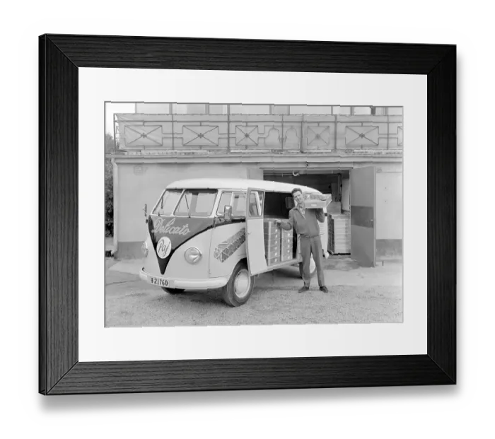 Framed Print : Volkswagen Type 2 T1. The first generation Volkswagen car models in the Transporter family