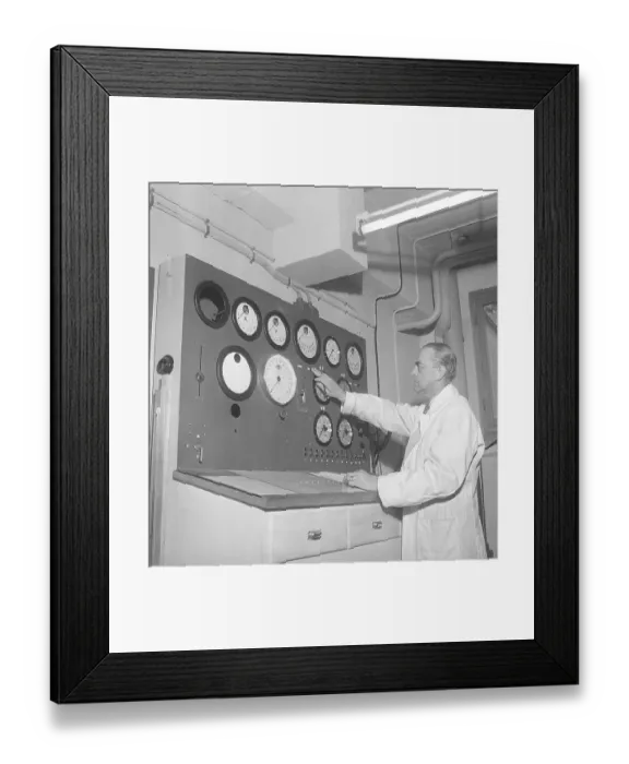 Framed Print : Man and machine in the 1950s