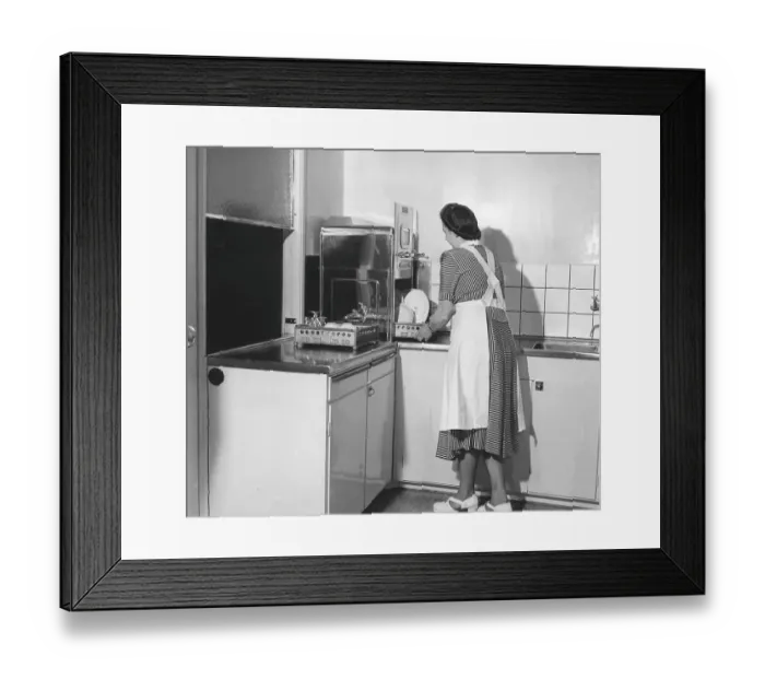 Framed Print : Kitchen in the 1950s