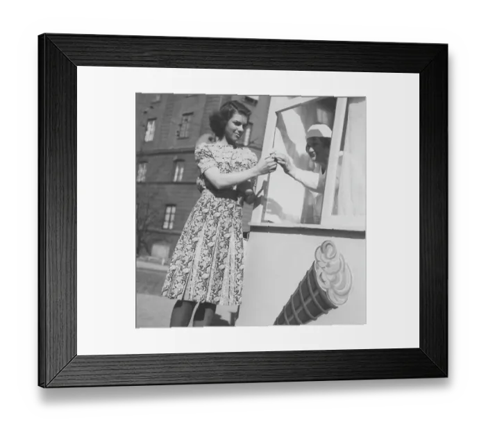 Framed Print : Ice cream in the 1940s