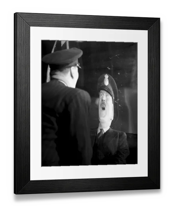 Framed Print : Laughing mirrors 1947. Actor Sigge Furst at the mirror attraction Skrattkammaren at the amusement park Groena Lund Framed Print : Laughing mirrors 1947. Actor Sigge Furst at the mirror attraction Skrattkammaren at the amusement park Groena Lund