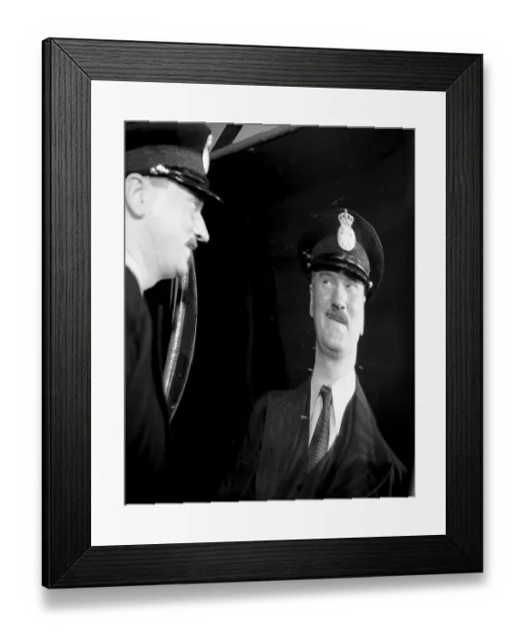 Framed Print : Laughing mirrors 1947. Actor Sigge Furst at the mirror attraction Skrattkammaren at the amusement park Groena Lund
