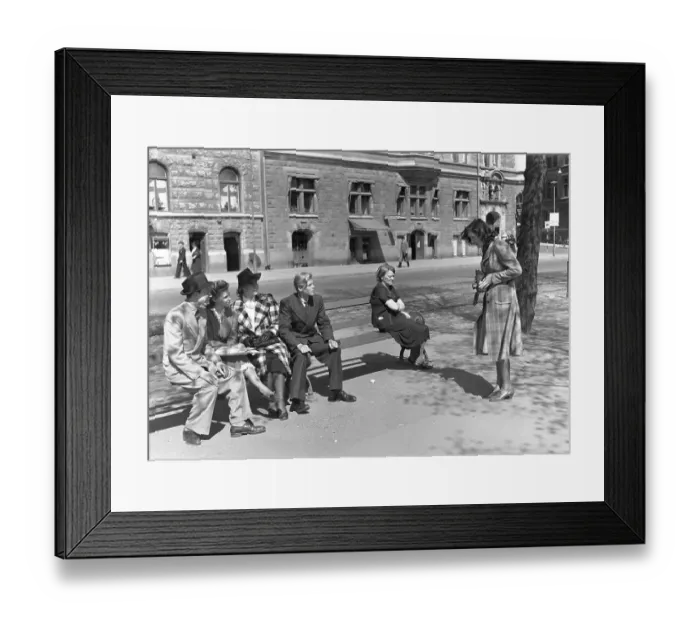Framed Print : Actress Gaby Stenberg takes a picture of her friends with her camera 1940
