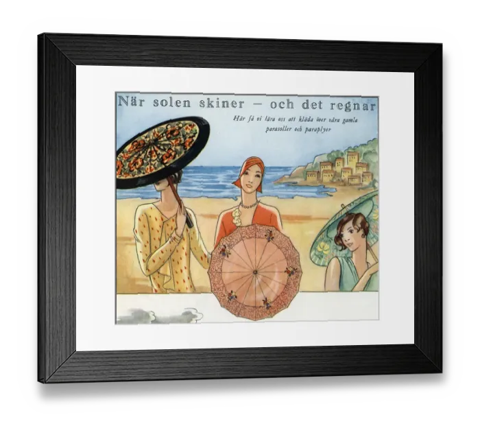 Framed Print : Fashion in the 1920s. Three women in typical 1920s outfits
