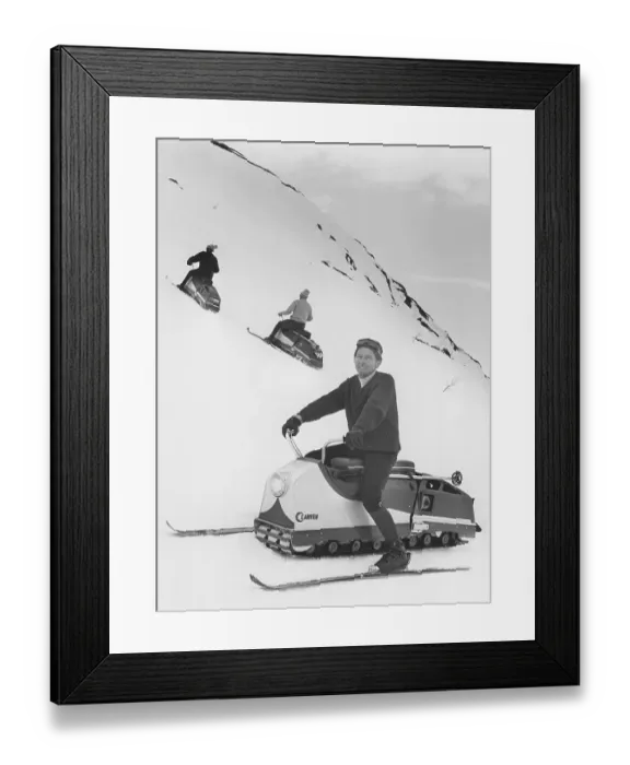 Framed Print : Larven (The caterpillar) A Swedish unconventional snowmobile that has now reached cult status. It consisted of a long caterpillar track with a seat where the driver sat and steered with the help of his weight and with his skis Framed Print : Larven (The caterpillar) A Swedish unconventional snowmobile that has now reached cult status. It consisted of a long caterpillar track with a seat where the driver sat and steered with the help of his weight and with his skis