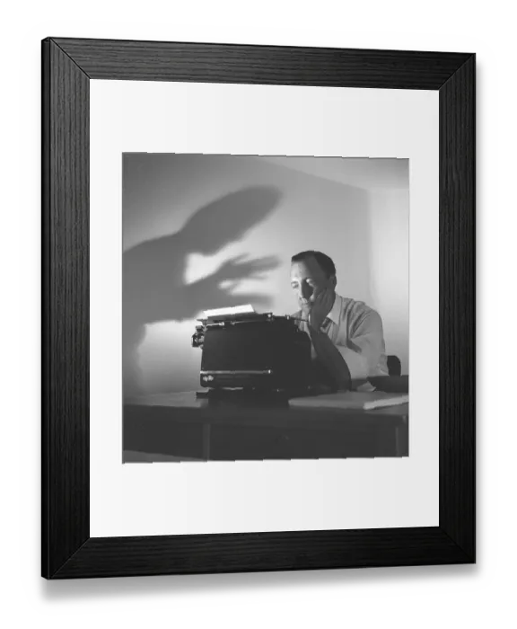 Framed Print : An author at his typewriter 1953 Framed Print : An author at his typewriter 1953