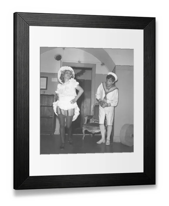Framed Print : A young couple in odd clothes in the 1940s Framed Print : A young couple in odd clothes in the 1940s