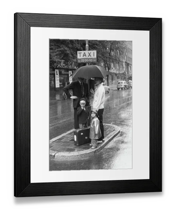 Framed Print : Stockholm in the 1950s. It is a rainy day in central Stockholm Framed Print : Stockholm in the 1950s. It is a rainy day in central Stockholm