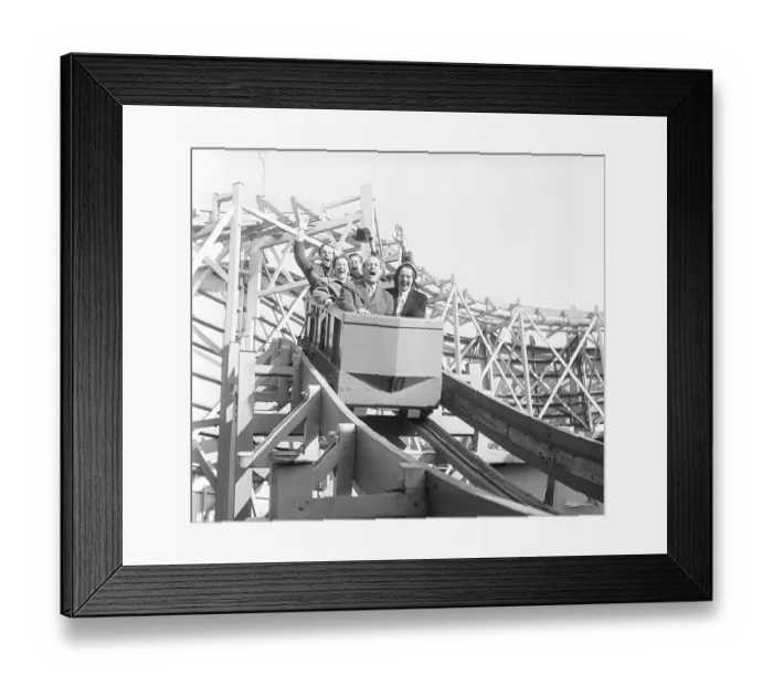 Framed Print : Amusement park in the 1950s. No matter old or young