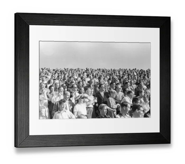 Framed Print : In the 1950s. The stand is full of people watching an ongoing football match at an outdoor stadium in Stockholm Sweden 1953. Kristoffersson ref 1-41-1 Framed Print : In the 1950s. The stand is full of people watching an ongoing football match at an outdoor stadium in Stockholm Sweden 1953. Kristoffersson ref 1-41-1