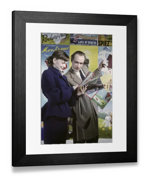Framed Print : The actors and married couple Anita Bjoerk and Olof Bergstroem