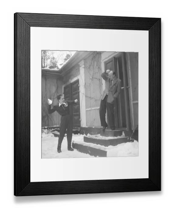 Framed Print : Throwing nowballs in the 1950s