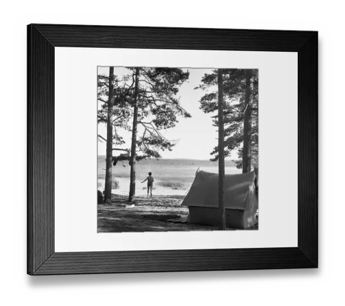 Framed Print : Camping in the 1960s. A campsite where the families spend parts of their summer holiday Framed Print : Camping in the 1960s. A campsite where the families spend parts of their summer holiday
