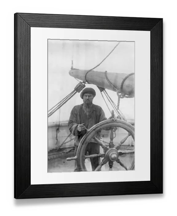 Framed Print : Helmsman on the ship Antarctic and Otto Nordenskjoeld's expedition to Antarctica 1901-1903. Otto Nordenskjoeld. 1869-1928. Swedish geologist and polar explorer