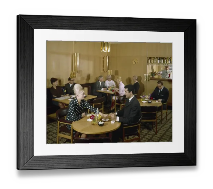 Framed Print : In the 1960s. People in the restaurant of Hotell Continental in Stockholm