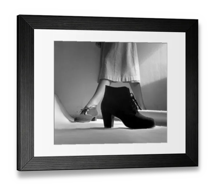 Framed Print : Women's fashion in the 1950s. A woman wearing the shoe fashion of year 1950 Framed Print : Women's fashion in the 1950s. A woman wearing the shoe fashion of year 1950