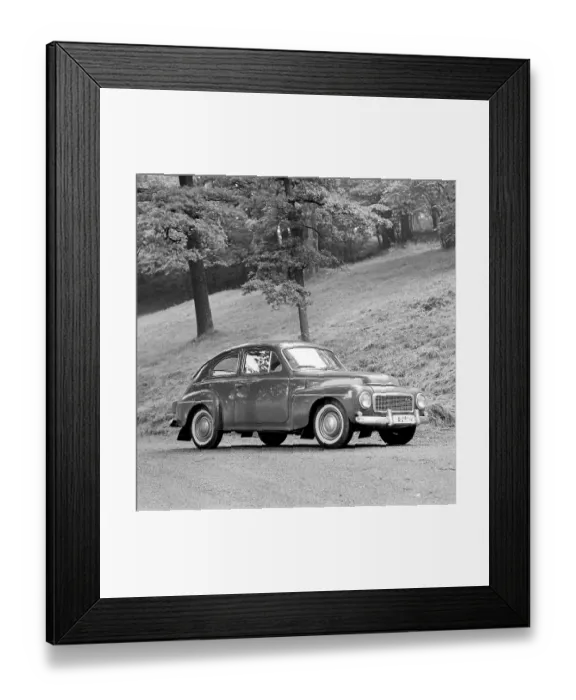 Framed Print : Volvo in the 1960s. The Volvo model PV544 and it's interior in the front seat