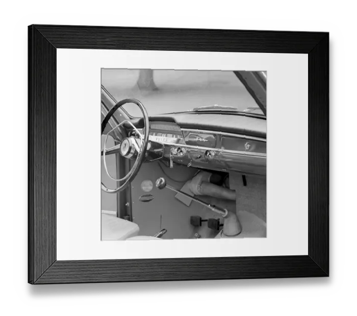 Framed Print : Volvo in the 1960s. The Volvo model PV544 and it's interior in the front seat Framed Print : Volvo in the 1960s. The Volvo model PV544 and it's interior in the front seat