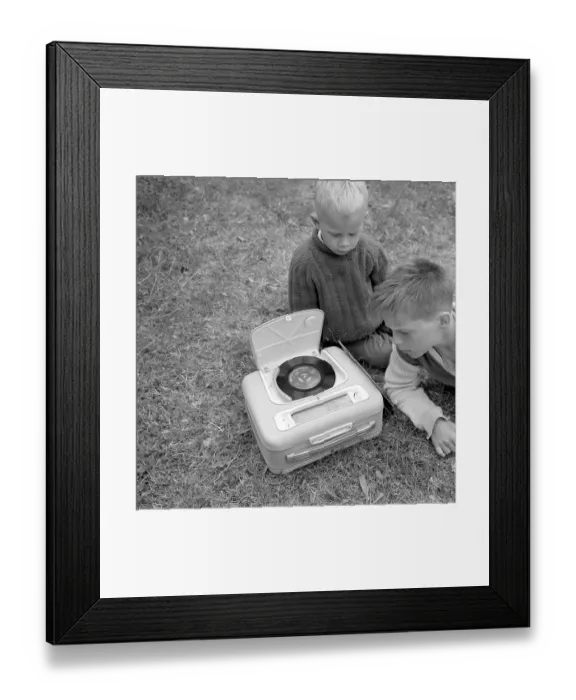 Framed Print : How a combined portable radio and record player looked in the 1960s