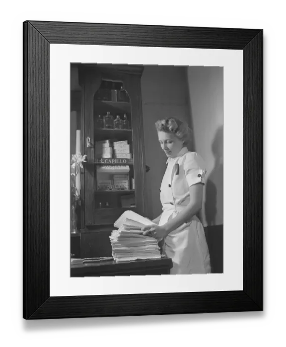 Framed Print : Getting a shave in the 1940s