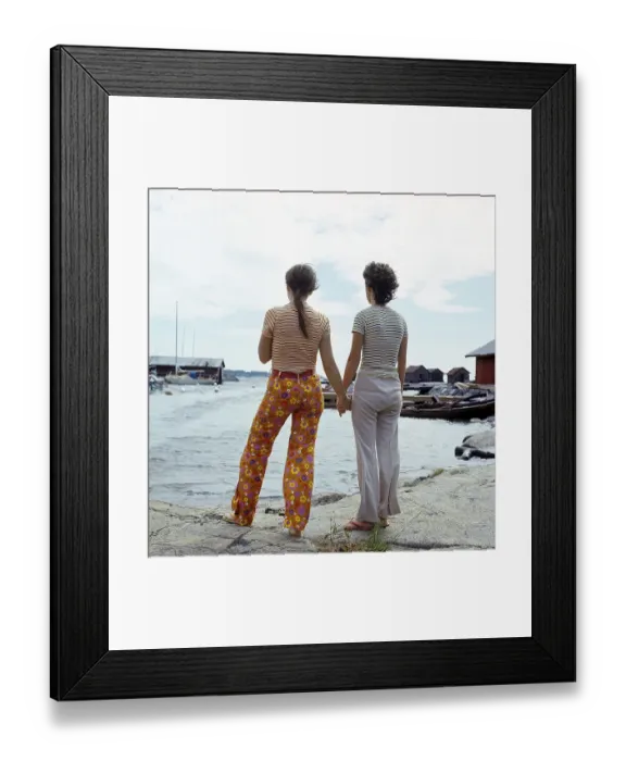 Framed Print : 1960s parents. Two women holding hands. Sweden 1960s. ref CV34-7