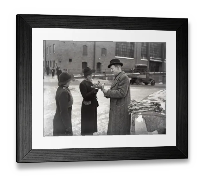 Framed Print : In the 1940s. Times are tough and the unemployed man is trying to make a living with temporary jobs Framed Print : In the 1940s. Times are tough and the unemployed man is trying to make a living with temporary jobs