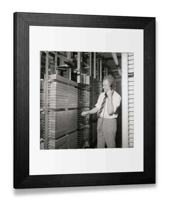 Framed Print : Telephony in the 1970s