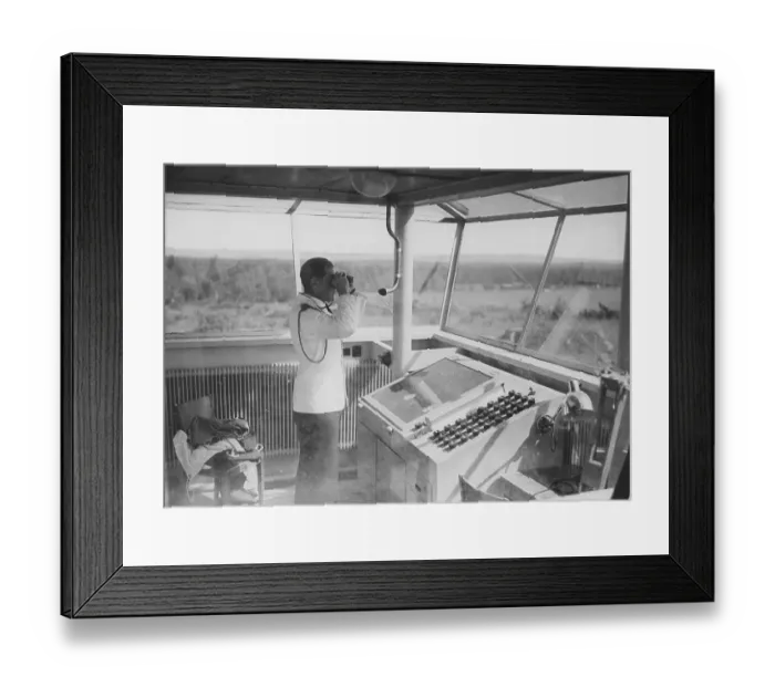 Framed Print : Air traffic controller in the 1930s