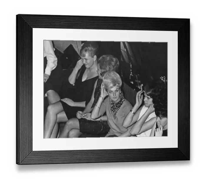 Framed Print : 1960s fashion models. A girls night out
