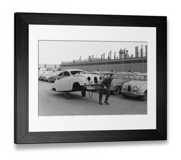 Framed Print : Car manufacturing in the 1950s