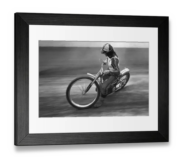 Framed Print : Speedway driver in the 1970s